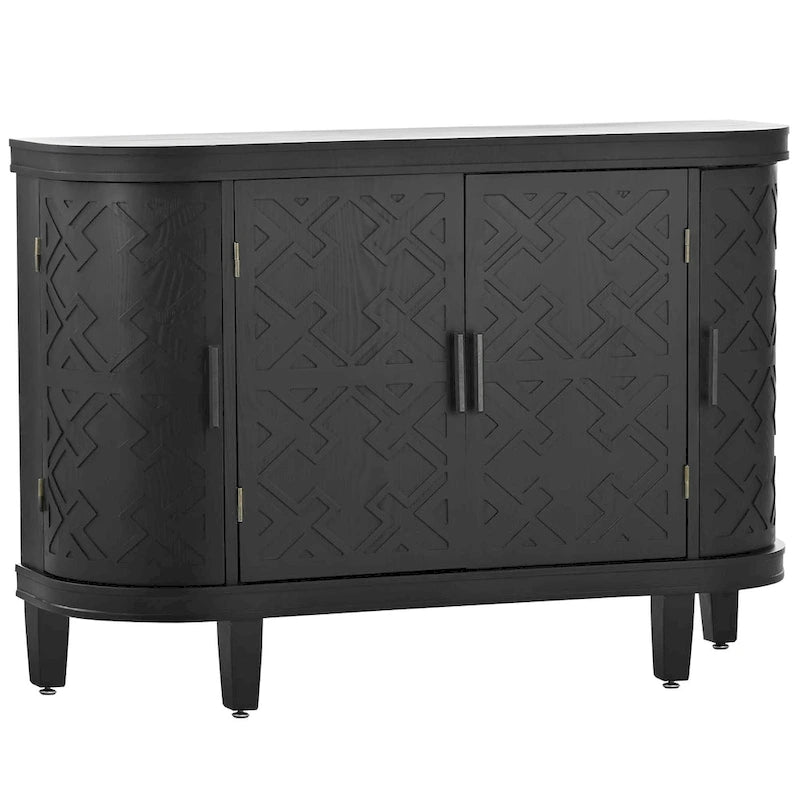 Noir / Bleu marine / Blanc / Gris antique — Armoire de rangement à 2 portes, motif antique, assemblage par 1 personne
