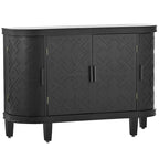 Noir / Bleu marine / Blanc / Gris antique — Armoire de rangement à 2 portes, motif antique, assemblage par 1 personne