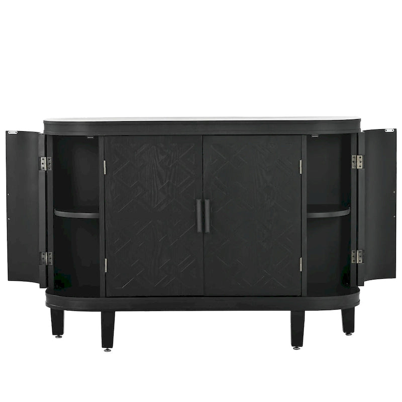 Noir / Bleu marine / Blanc / Gris antique — Armoire de rangement à 2 portes, motif antique, assemblage par 1 personne
