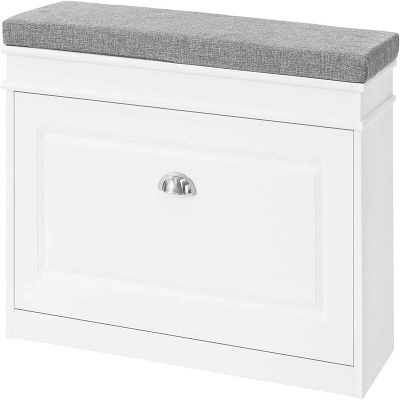 Banc à chaussures à tiroirs rabattables, Noir / Blanc / Gris, 1 place