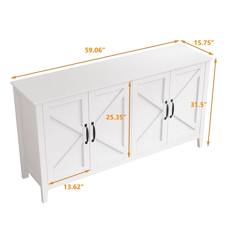 Bahut marron / noir / blanc avec 4 portes et 4 étagères — 1 unité