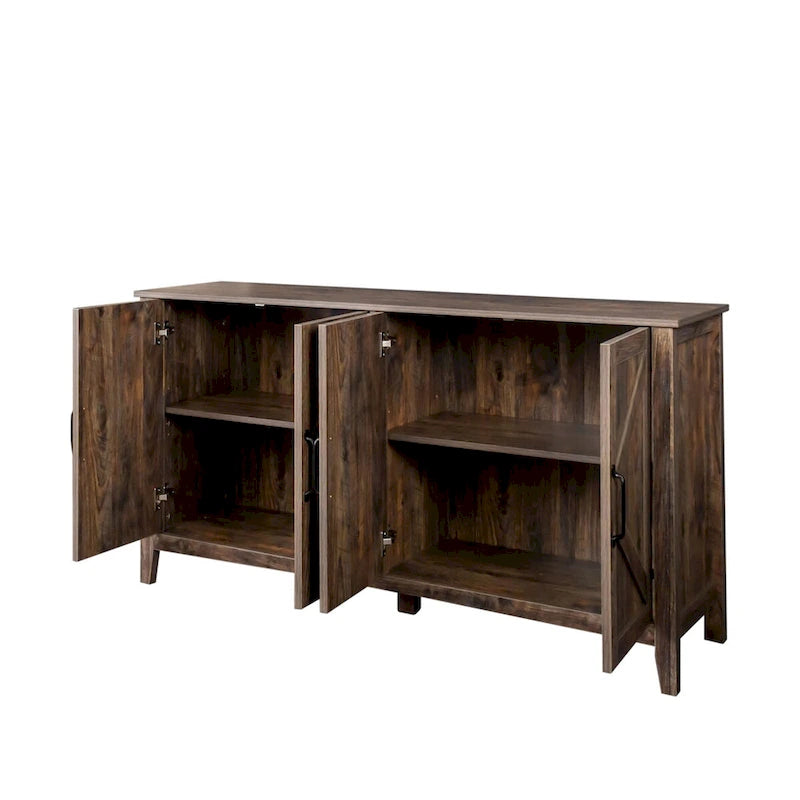 Bahut marron / noir / blanc avec 4 portes et 4 étagères — 1 unité