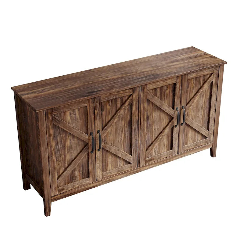 Bahut marron / noir / blanc avec 4 portes et 4 étagères — 1 unité