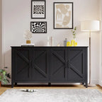 Bahut marron / noir / blanc avec 4 portes et 4 étagères — 1 unité