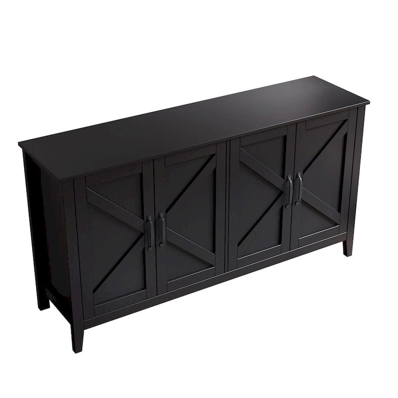 Bahut marron / noir / blanc avec 4 portes et 4 étagères — 1 unité