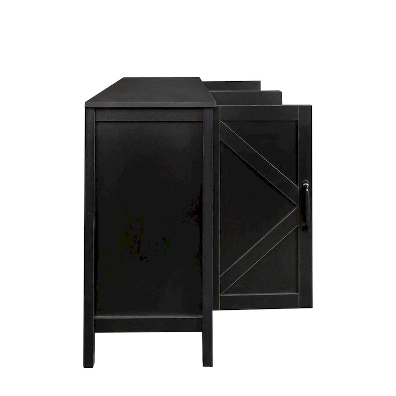 Bahut marron / noir / blanc avec 4 portes et 4 étagères — 1 unité