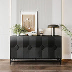 Meuble de rangement noir à 2 niveaux et 4 portes