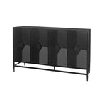 Meuble de rangement noir à 2 niveaux et 4 portes