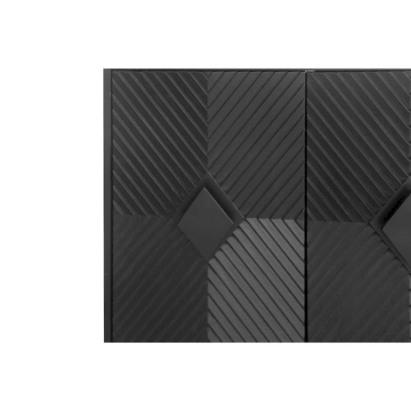 Meuble de rangement noir à 2 niveaux et 4 portes
