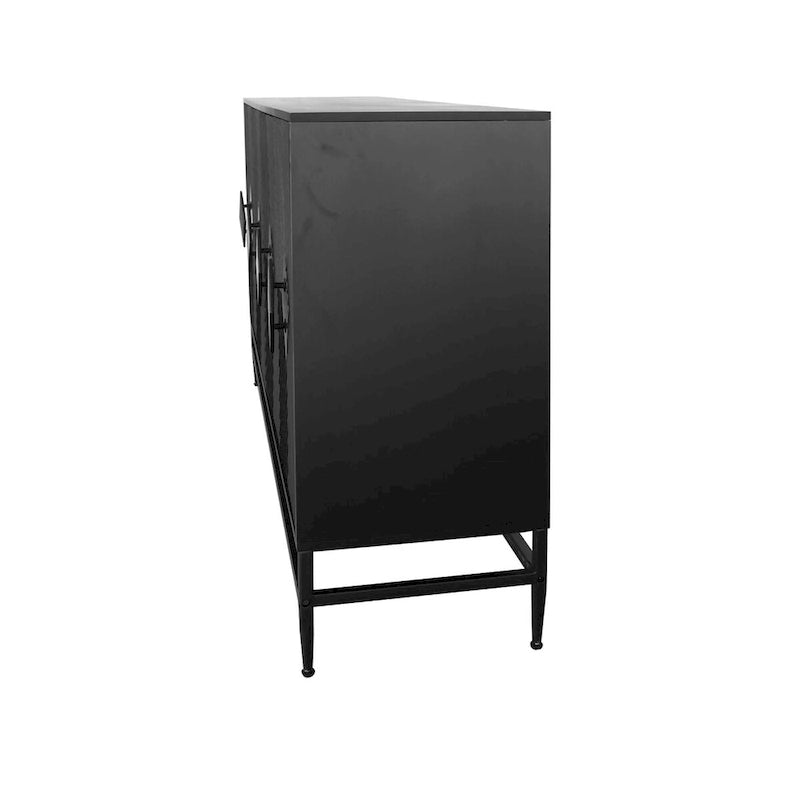Meuble de rangement noir à 2 niveaux et 4 portes