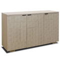 Buffet de rangement à 3 portes en similicuir grainé crème clair