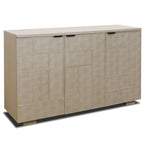 Buffet de rangement à 3 portes en similicuir grainé crème clair