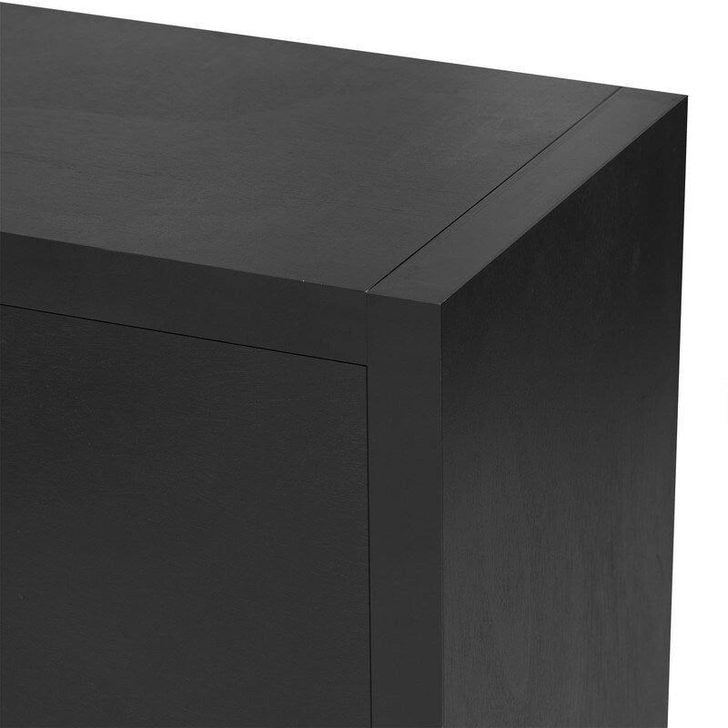 Meuble de rangement à 4 portes avec étagères réglables et pieds en fer, blanc / bleu marine / noir