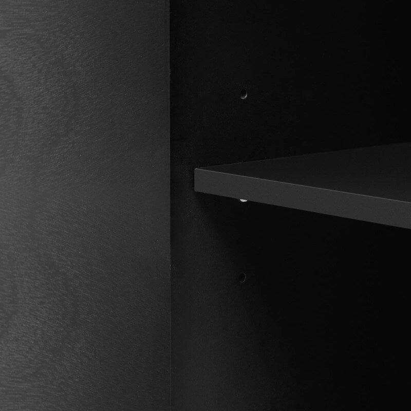 Meuble de rangement à 4 portes avec étagères réglables et pieds en fer, blanc / bleu marine / noir