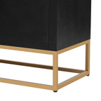 Meuble de rangement à 4 portes avec étagères réglables et pieds en fer, blanc / bleu marine / noir