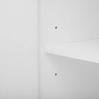 Meuble de rangement à 4 portes avec étagères réglables et pieds en fer, blanc / bleu marine / noir
