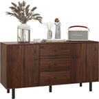 Buffet rustique marron avec 3 tiroirs et 2 placards