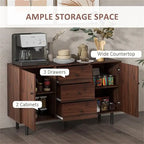 Buffet rustique marron avec 3 tiroirs et 2 placards