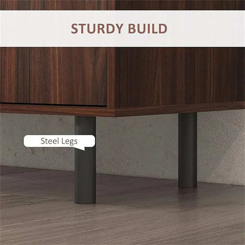 Buffet rustique marron avec 3 tiroirs et 2 placards