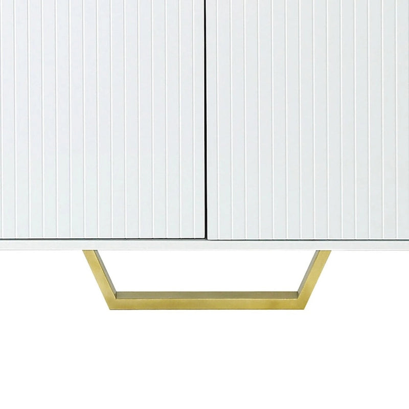 Buffet moderne en bois blanc/noir avec plateau aspect marbre — 3 portes, utilisation 1 à 2 personnes