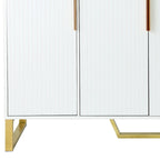 Buffet moderne en bois blanc/noir avec plateau aspect marbre — 3 portes, utilisation 1 à 2 personnes