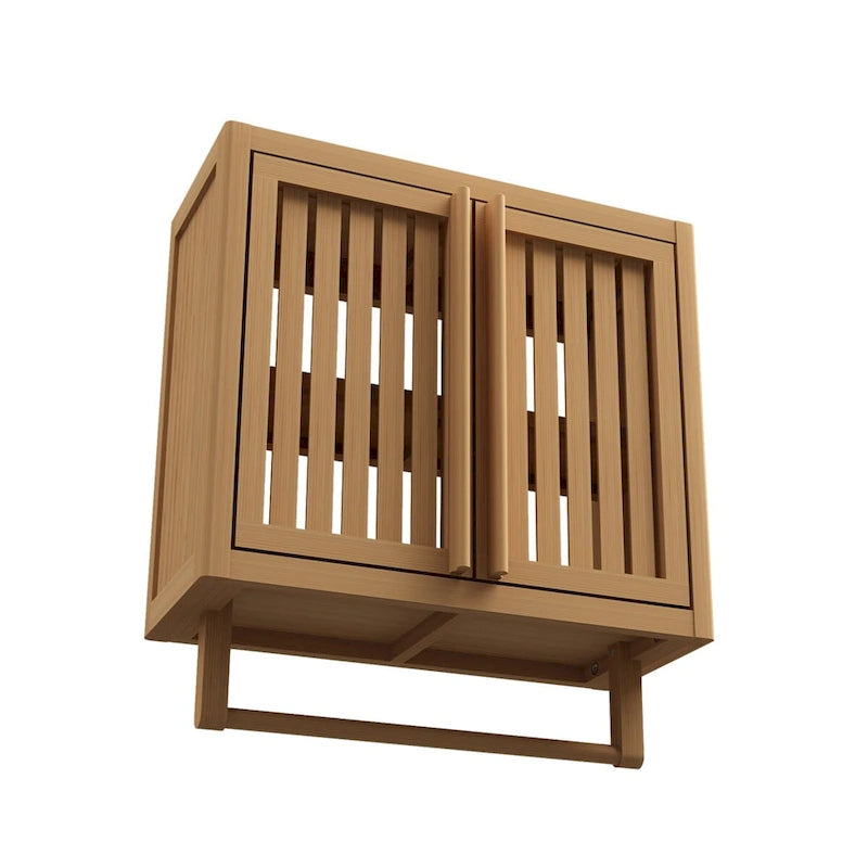 Meuble de salle de bain mural en bambou naturel, simple