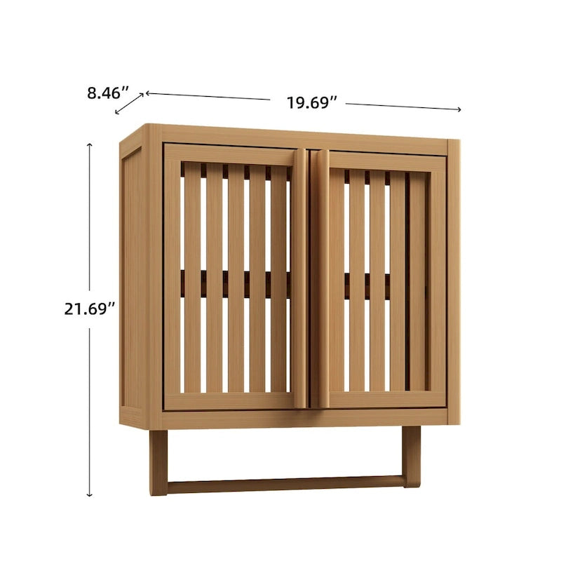 Meuble de salle de bain mural en bambou naturel, simple