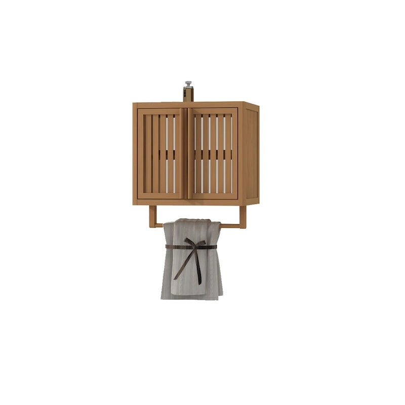 Meuble de salle de bain mural en bambou naturel, simple