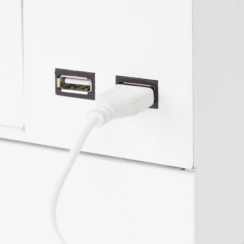 Organisateur de bureau blanc à 5 compartiments avec ports USB, 1 utilisateur