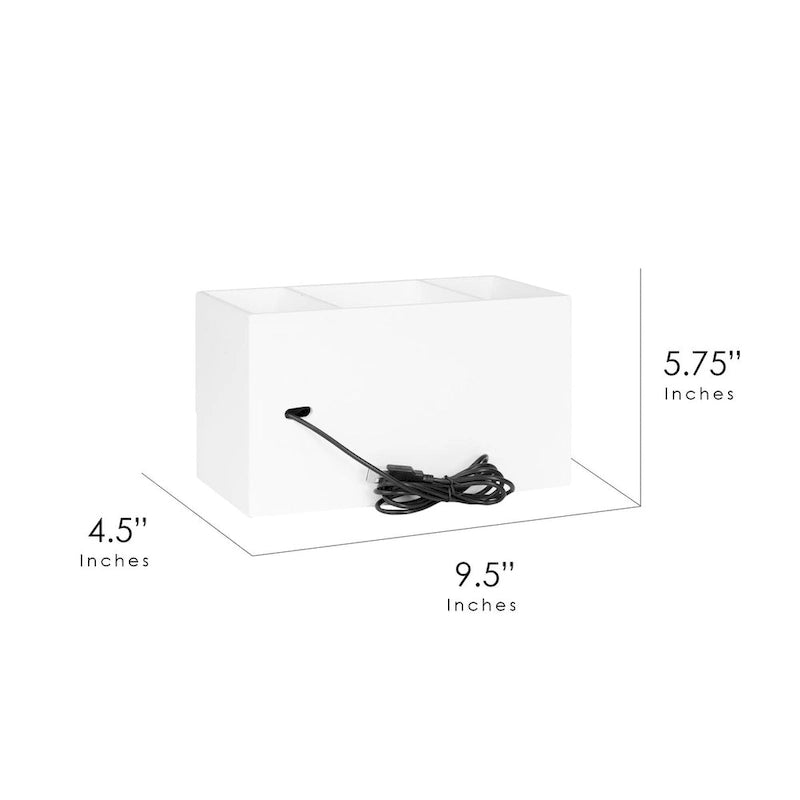 Organisateur de bureau blanc à 5 compartiments avec ports USB, 1 utilisateur