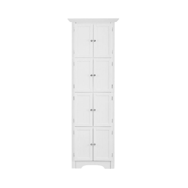 Armoire de rangement haute avec portes – Blanc/Noir, 4 étagères, 2 portes