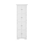 Armoire de rangement haute avec portes – Blanc/Noir, 4 étagères, 2 portes