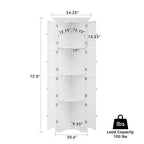 Armoire de rangement haute avec portes – Blanc/Noir, 4 étagères, 2 portes