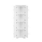 Armoire de rangement haute avec portes – Blanc/Noir, 4 étagères, 2 portes