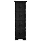 Armoire de rangement haute avec portes – Blanc/Noir, 4 étagères, 2 portes