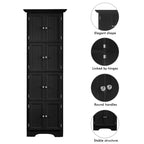 Armoire de rangement haute avec portes – Blanc/Noir, 4 étagères, 2 portes