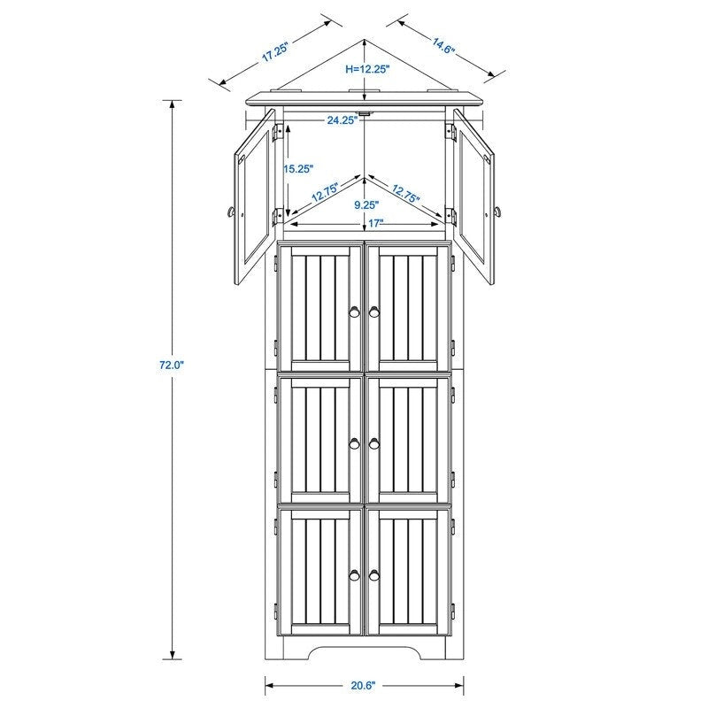 Armoire de rangement haute avec portes – Blanc/Noir, 4 étagères, 2 portes