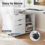 Meuble de rangement mobile rustique marron/noir/blanc avec 3 tiroirs et 2 étagères ouvertes – Utilisateur unique