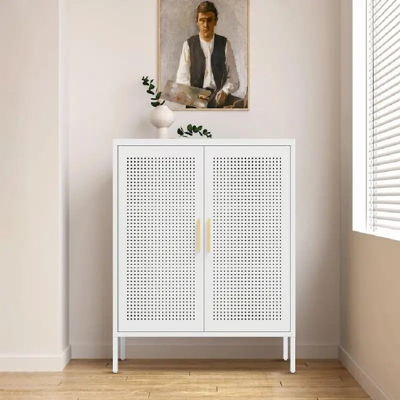 Armoire de rangement verrouillable en acier noir et blanc, 2 portes, 2 étagères, 1 personne