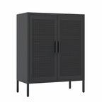 Armoire de rangement verrouillable en acier noir et blanc, 2 portes, 2 étagères, 1 personne
