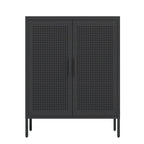 Armoire de rangement verrouillable en acier noir et blanc, 2 portes, 2 étagères, 1 personne