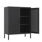 Armoire de rangement verrouillable en acier noir et blanc, 2 portes, 2 étagères, 1 personne
