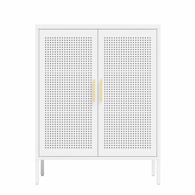 Armoire de rangement verrouillable en acier noir et blanc, 2 portes, 2 étagères, 1 personne