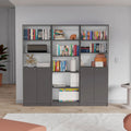 Kenyon 74 Wide 5-Shelf Double Cabinet Bookcase Set of 3