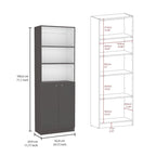 Bibliothèque à double armoire à 5 étagères de 188 cm de large, beige/multicolore/noir/blanc, lot de 3