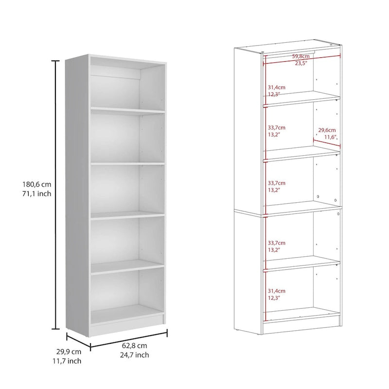 Bibliothèque à double armoire à 5 étagères de 188 cm de large, beige/multicolore/noir/blanc, lot de 3