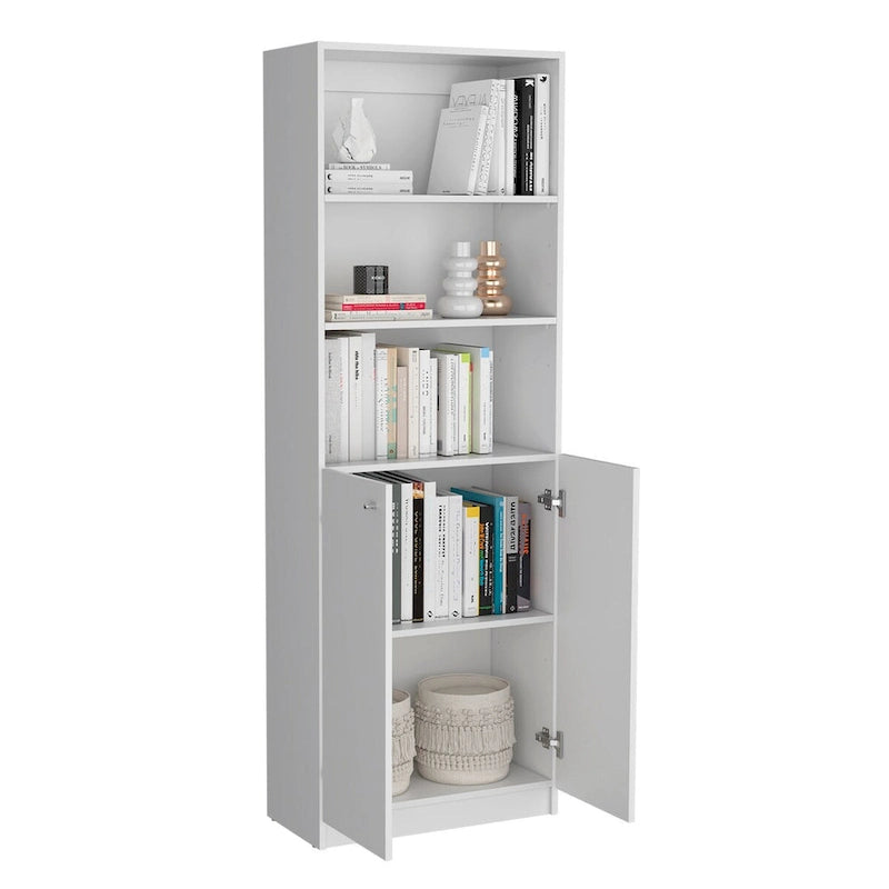 Bibliothèque à double armoire à 5 étagères de 188 cm de large, beige/multicolore/noir/blanc, lot de 3
