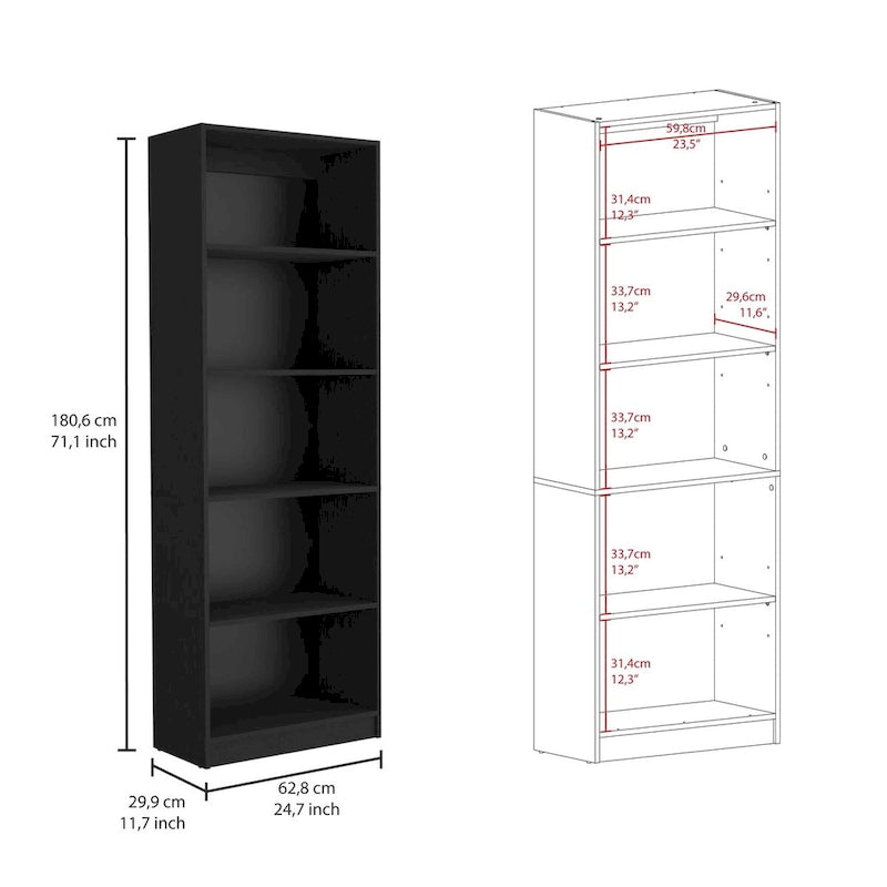 Bibliothèque à double armoire à 5 étagères de 188 cm de large, beige/multicolore/noir/blanc, lot de 3