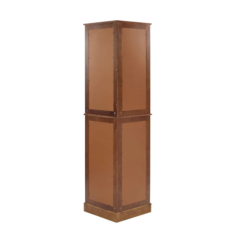 Vitrine d'angle avec lumières et portes en verre, marron/cerise, montage à deux personnes
