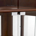 Vitrine d'angle avec lumières et portes en verre, marron/cerise, montage à deux personnes